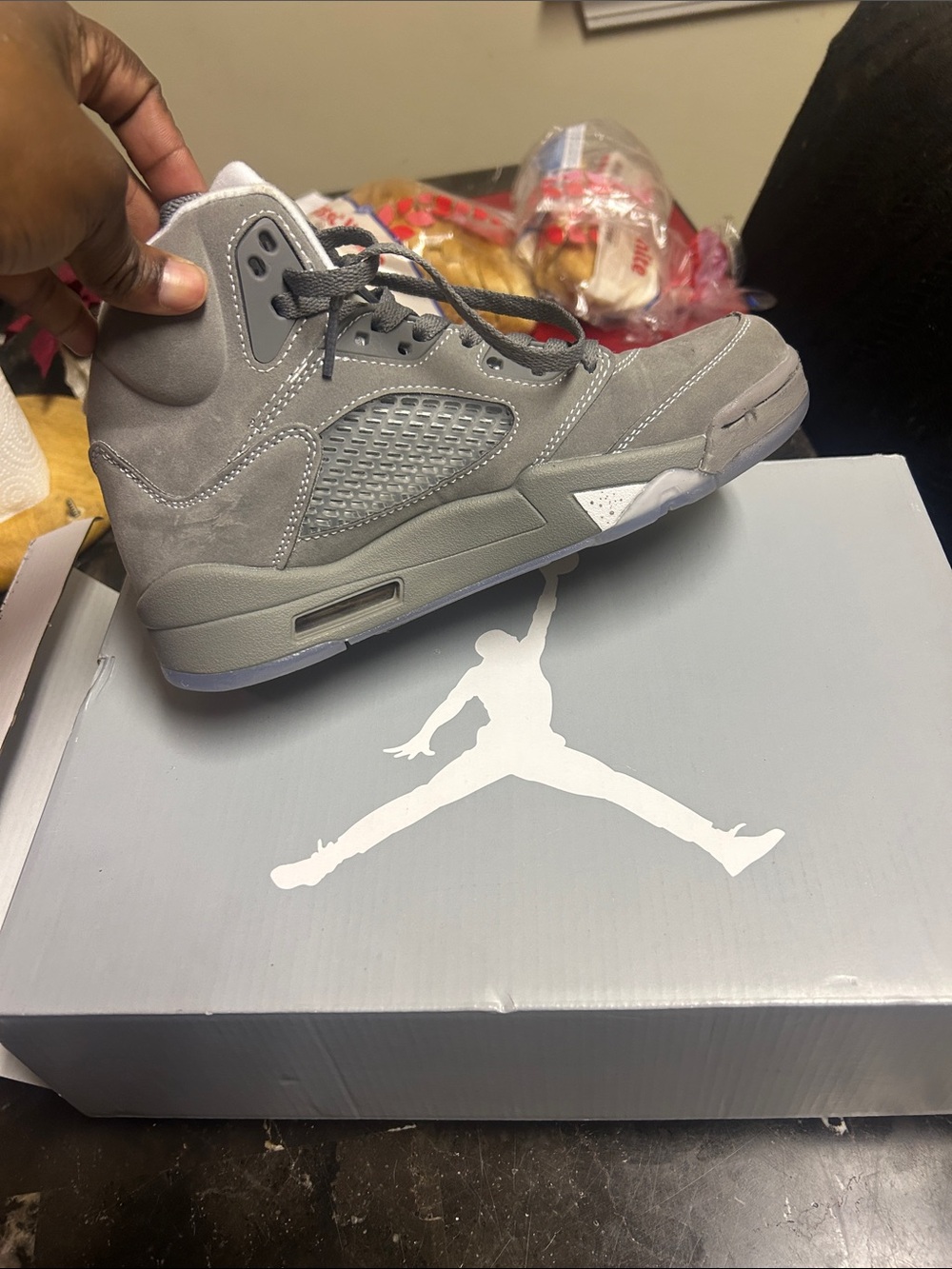 Jordan Grey Suede High-Top Sneakers